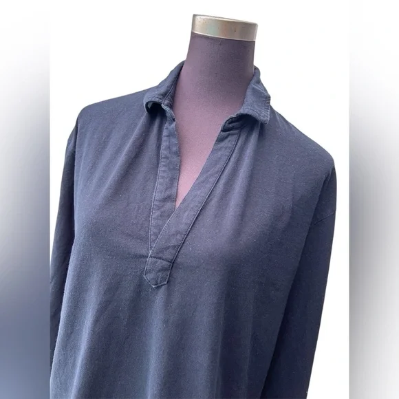 Frank & Eileen Womens large Patrick Popover Henley Heritage Jersey Shirt Navy - Picture 8 of 10